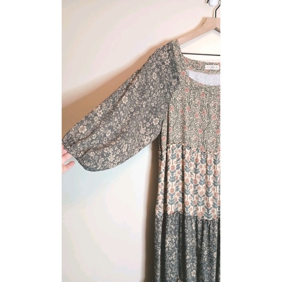 Natural Life Berkley Maxi Tiered Dress XL Sage Bloom Romantic Feminine Boho - Picture 7 of 11